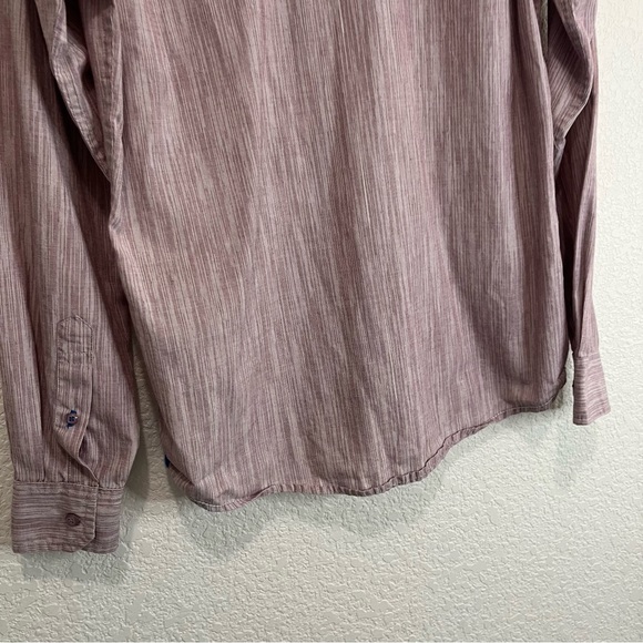 Tranquility Mayhem Long Sleeve Button Up Maroon White Shirt Mens Size S - Picture 4 of 11